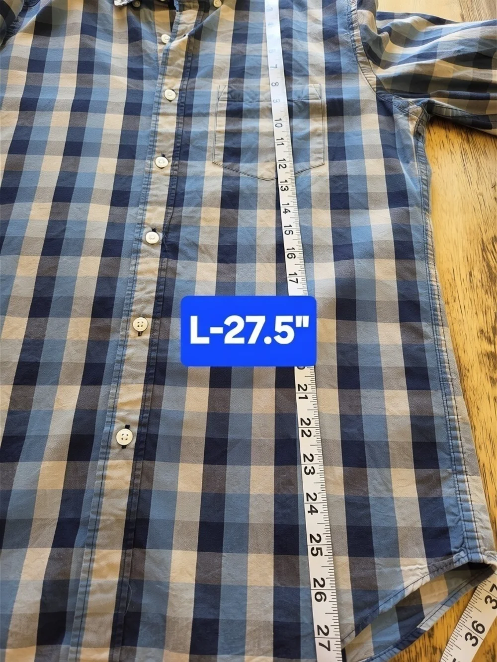 J. Crew Blue and White Check Cotton Button-Down Shirt